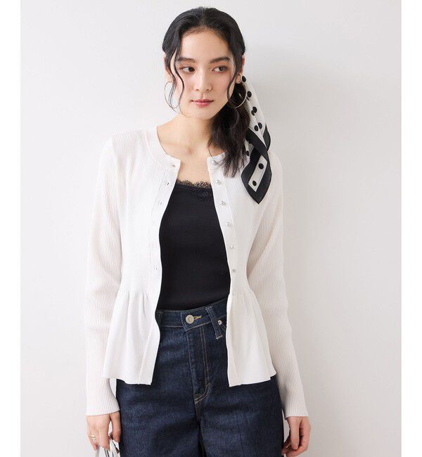 VIS「ペプラムニットカーディガン/イージーケア」|カーディガン|
