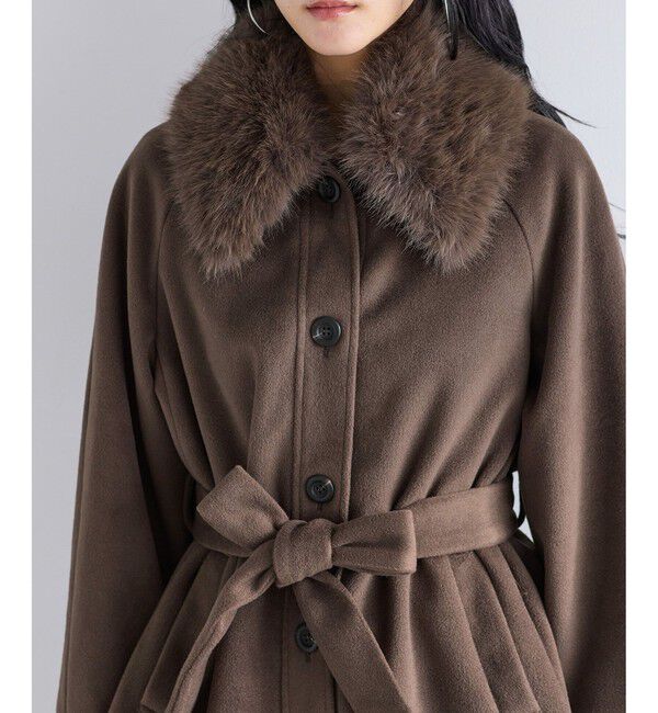 VIS「ファー付きAラインステンコート」|ステンカラーコート|