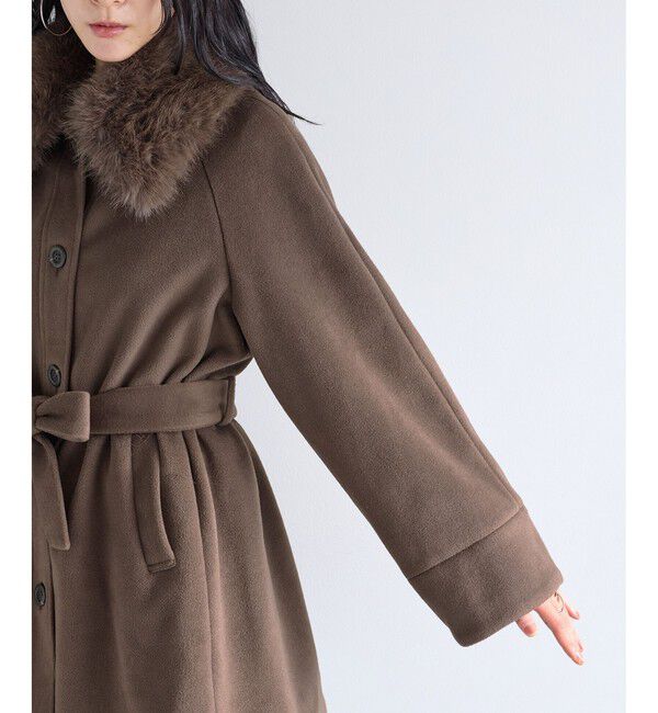 VIS「ファー付きAラインステンコート」|ステンカラーコート|