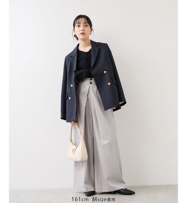 VIS「フロントタックデザインワイドパンツ」|チノ|