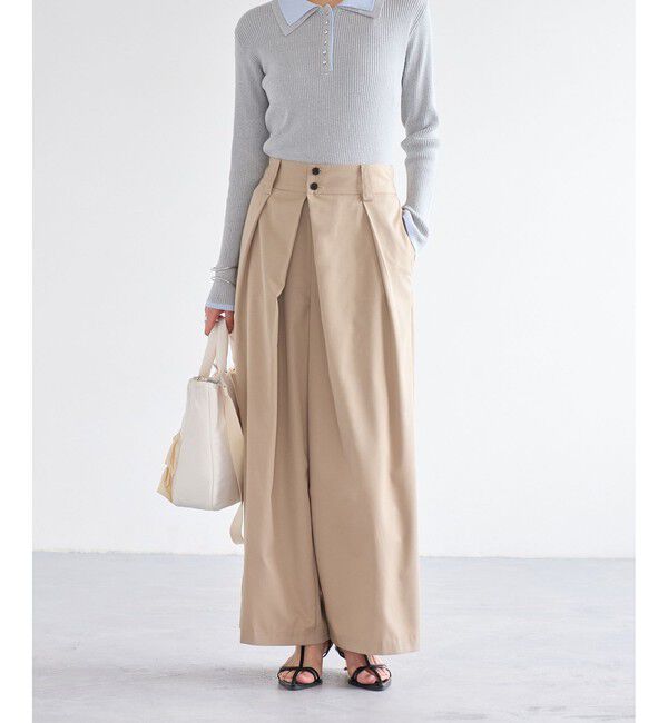 VIS「フロントタックデザインワイドパンツ」|チノ|