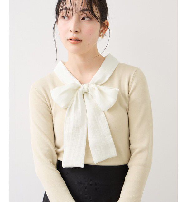 VIS「バイカラーリボンドッキングニット」|ニット・セーター|