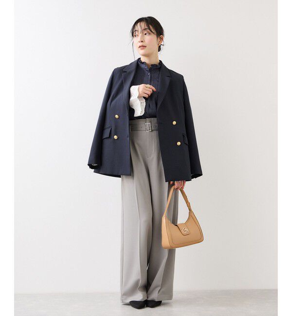 VIS「ベルトディティールパンツ/防シワ・イージーケア」|スラックス|