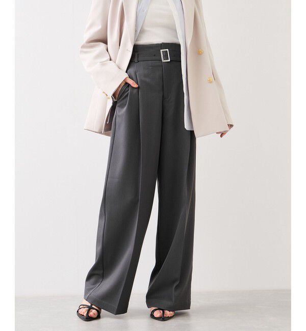 VIS「ベルトディティールパンツ/防シワ・イージーケア」|スラックス|