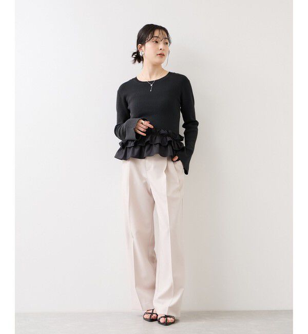 VIS「裾フリルティアードドッキングニット」|ニット・セーター|