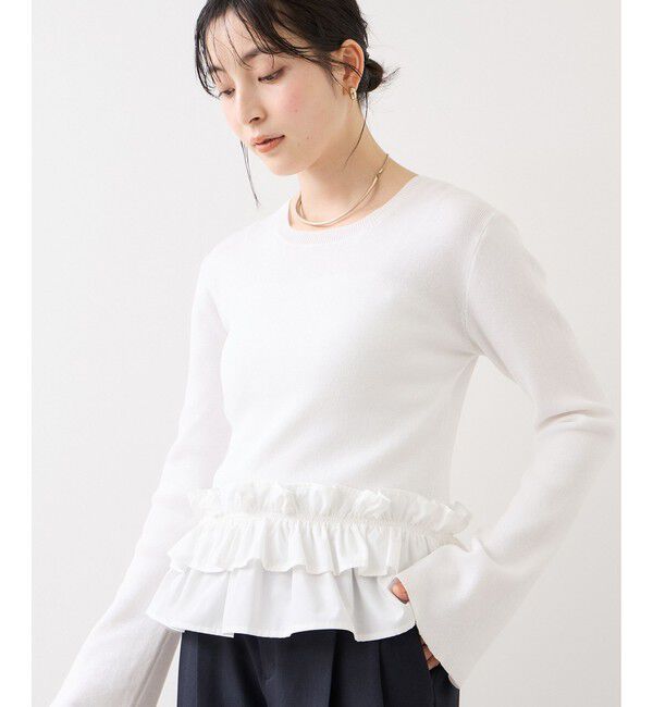 VIS「裾フリルティアードドッキングニット」|ニット・セーター|