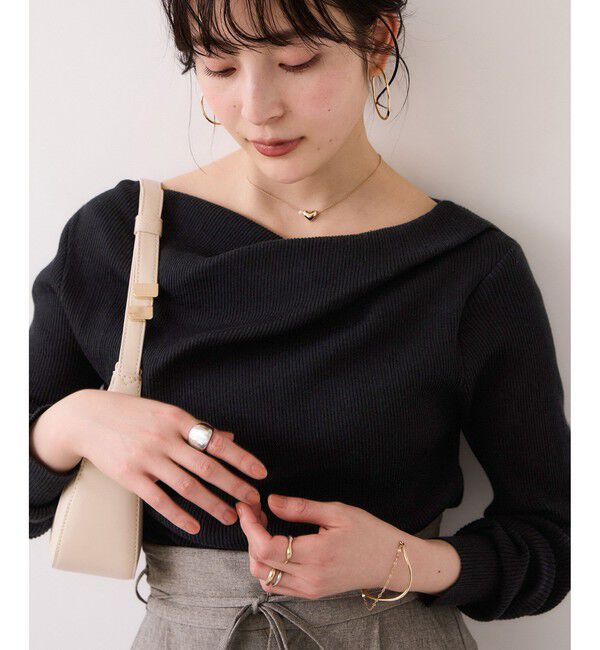 VIS「ドレープオフショルダーリブニット/イージーケア」|ニット・セーター|