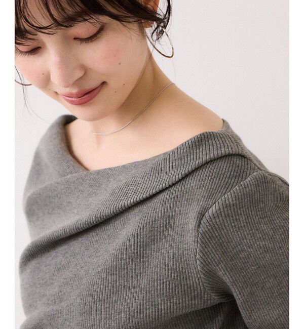 VIS「ドレープオフショルダーリブニット/イージーケア」|ニット・セーター|