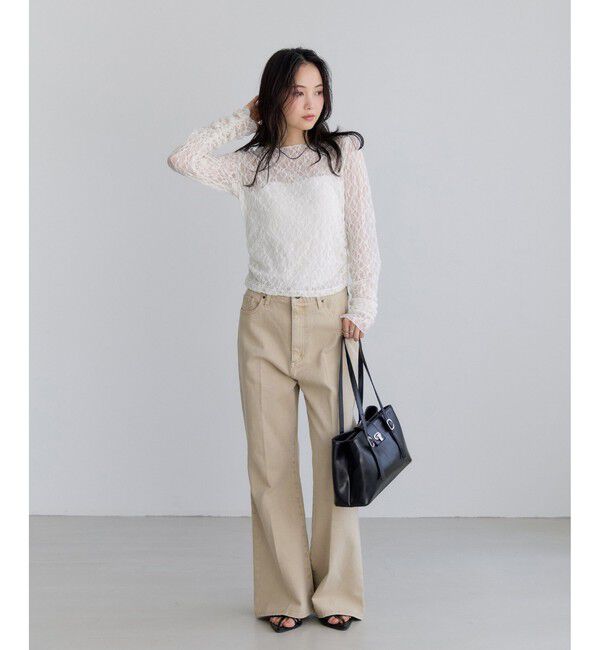 VIS「シャーリングスリーブレースプルオーバー」|Tシャツ・カットソー|