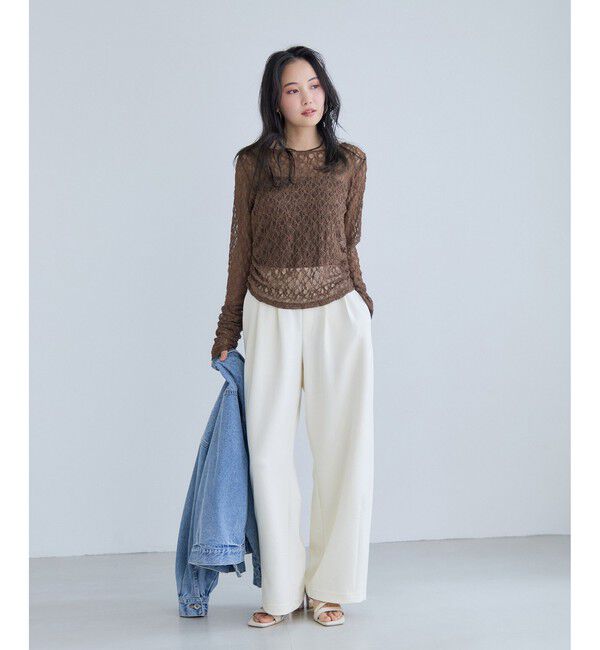 VIS「シャーリングスリーブレースプルオーバー」|Tシャツ・カットソー|