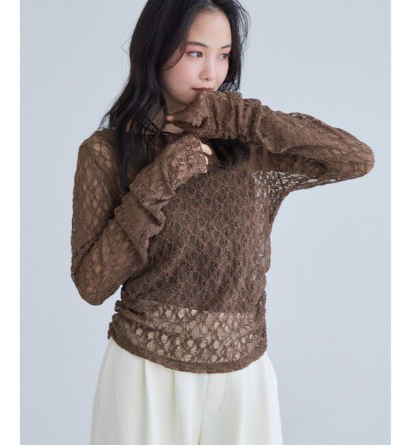 VIS「シャーリングスリーブレースプルオーバー」|Tシャツ・カットソー|