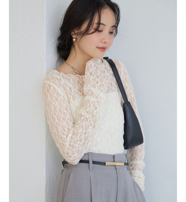 VIS「シャーリングスリーブレースプルオーバー」|Tシャツ・カットソー|