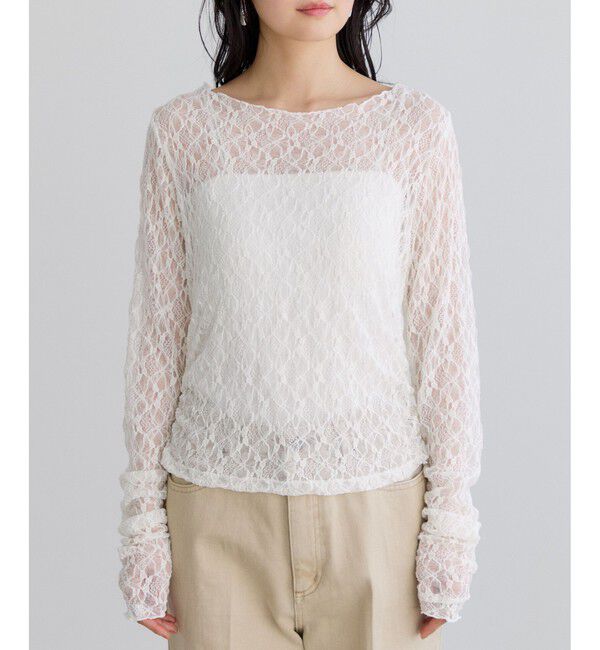 VIS「シャーリングスリーブレースプルオーバー」|Tシャツ・カットソー|