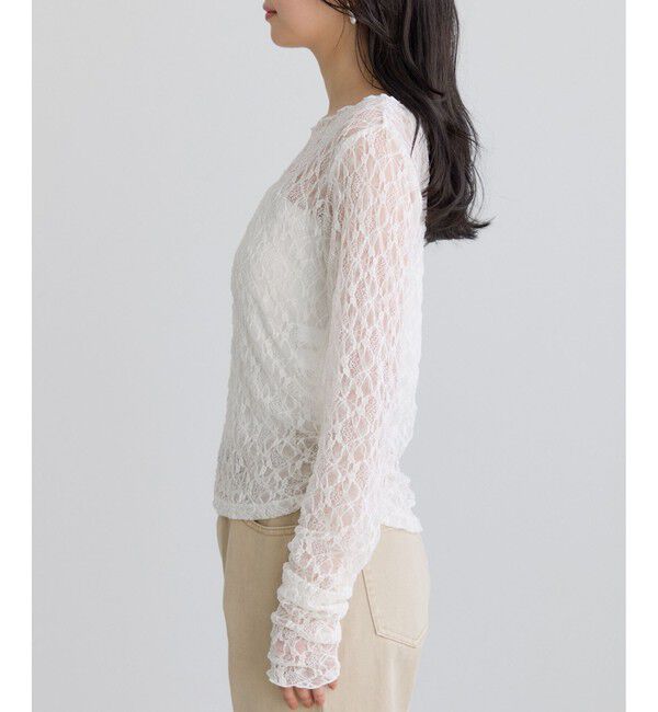 VIS「シャーリングスリーブレースプルオーバー」|Tシャツ・カットソー|