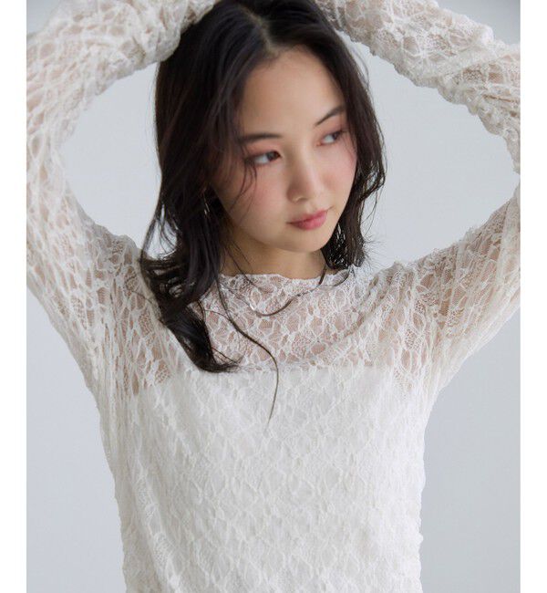 VIS「シャーリングスリーブレースプルオーバー」|Tシャツ・カットソー|