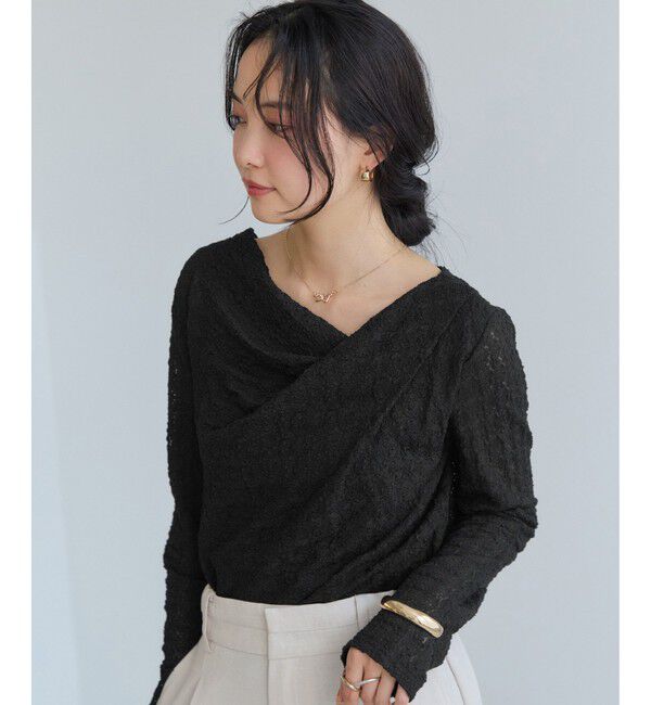 VIS「【WEB限定】レース長袖ドレープカットソー」|Tシャツ・カットソー|