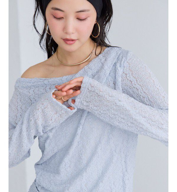 VIS「【WEB限定】レース長袖ドレープカットソー」|Tシャツ・カットソー|