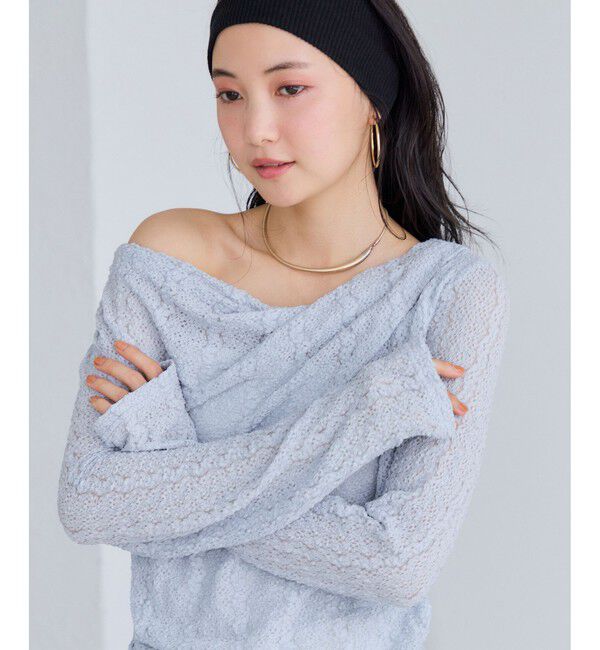 VIS「【WEB限定】レース長袖ドレープカットソー」|Tシャツ・カットソー|