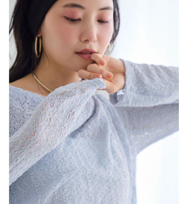 VIS「【WEB限定】レース長袖ドレープカットソー」|Tシャツ・カットソー|