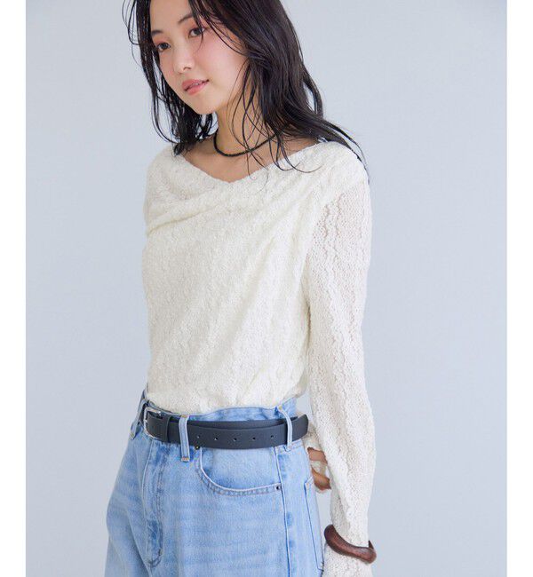 VIS「【WEB限定】レース長袖ドレープカットソー」|Tシャツ・カットソー|
