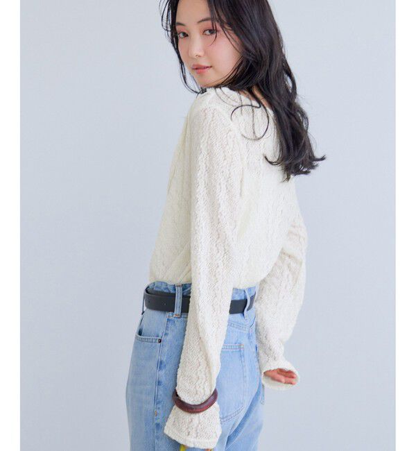 VIS「【WEB限定】レース長袖ドレープカットソー」|Tシャツ・カットソー|