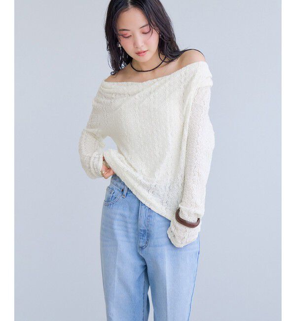 VIS「【WEB限定】レース長袖ドレープカットソー」|Tシャツ・カットソー|