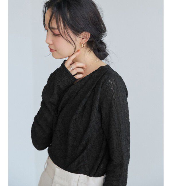 VIS「【WEB限定】レース長袖ドレープカットソー」|Tシャツ・カットソー|