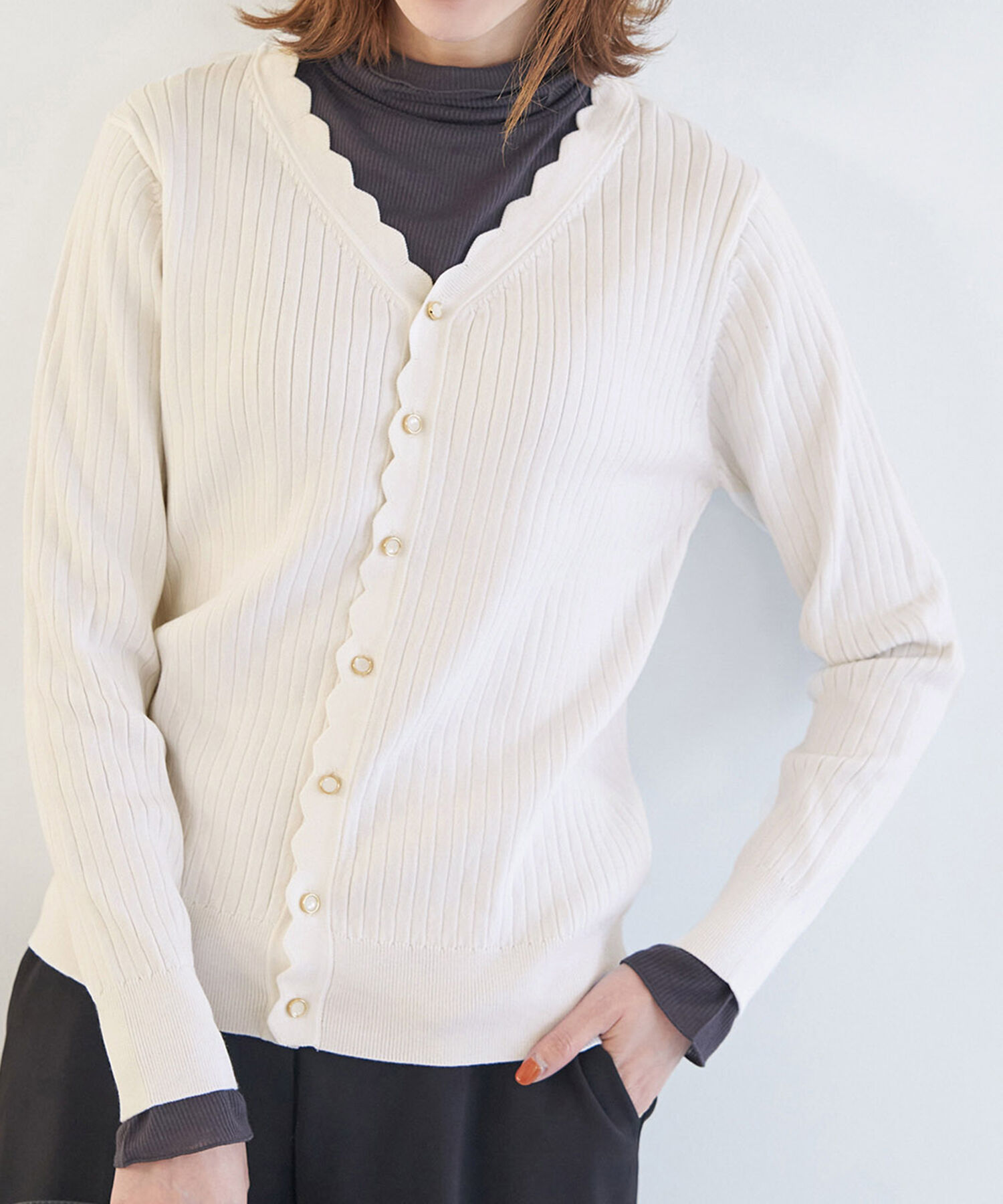 Rope&rsquo;Picnic「オーガニックスイスニットカーディガン」|カーディガン|オフホワイト(15)