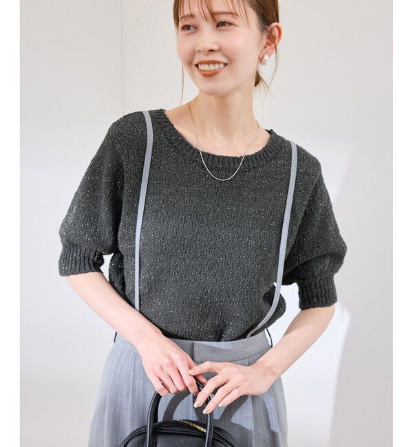 Rope&rsquo;Picnic「ラメ混綿ニットハーフスリーブプルオーバー」|ニット・セーター|
