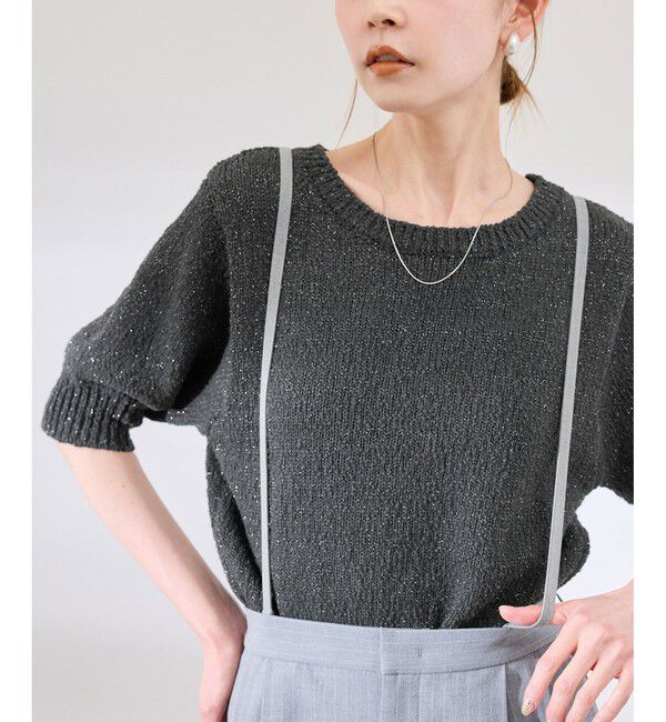 Rope&rsquo;Picnic「ラメ混綿ニットハーフスリーブプルオーバー」|ニット・セーター|