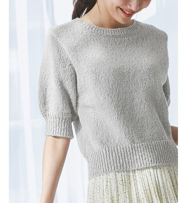 Rope&rsquo;Picnic「ラメ混綿ニットハーフスリーブプルオーバー」|ニット・セーター|ライトグレー(08)