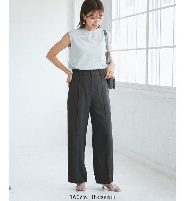 Rope&rsquo;Picnic「【UVカット・速乾】【リネンライク・シリーズ】ピンタックワイドスラックスパンツ/セットアップ対応」|チノ|