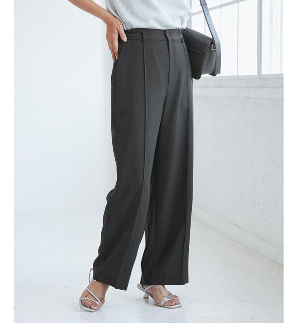 Rope&rsquo;Picnic「【UVカット・速乾】【リネンライク・シリーズ】ピンタックワイドスラックスパンツ/セットアップ対応」|チノ|