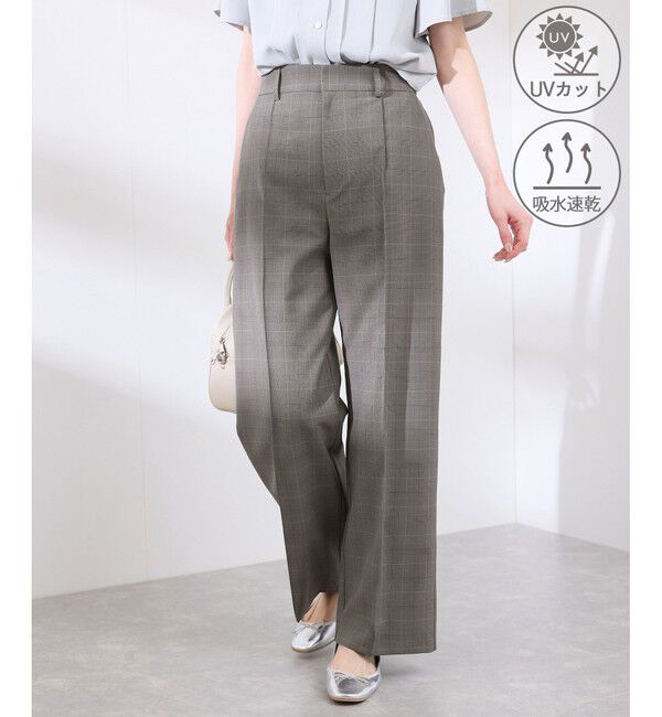 Rope&rsquo;Picnic「【UVカット・速乾】【リネンライク・シリーズ】ピンタックワイドスラックスパンツ/セットアップ対応」|チノ|グレーサブ(09)