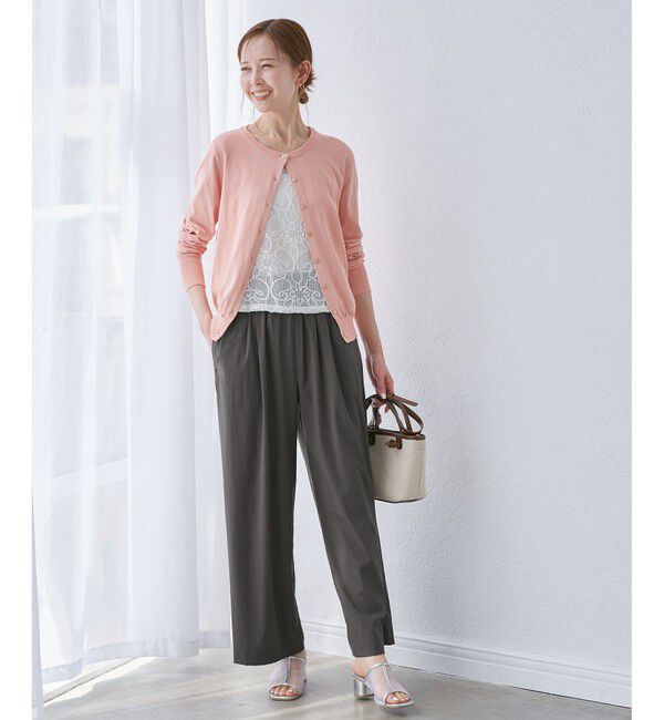 Rope&rsquo;Picnic「【UVカット】レーヨンナイロンイージーワイドパンツ」|チノ|