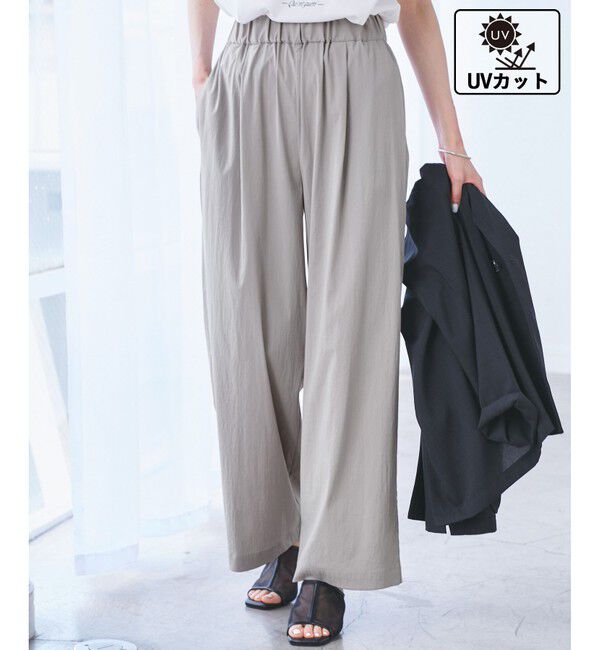 Rope&rsquo;Picnic「【UVカット】レーヨンナイロンイージーワイドパンツ」|チノ|グレーサブ(09)