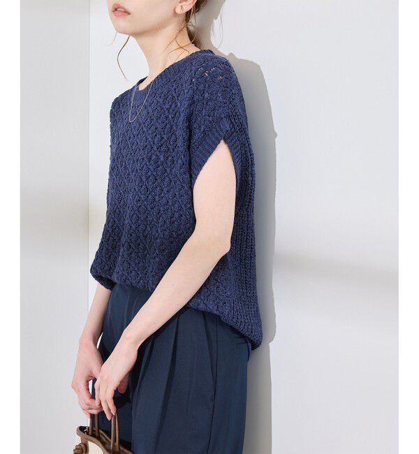Rope&rsquo;Picnic「ポップコーン編みニットベスト」|ベスト・ジレ|ブルー系(47)