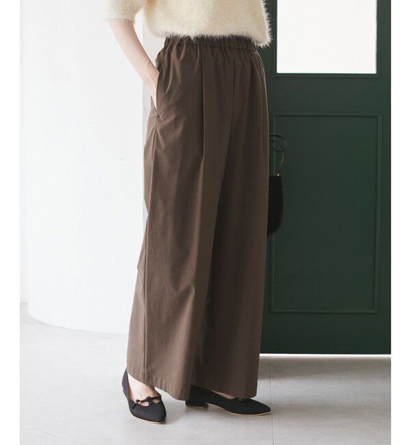 Rope&rsquo;Picnic「レーヨンナイロンイージーワイドパンツ」|チノ|ブラウン(20)
