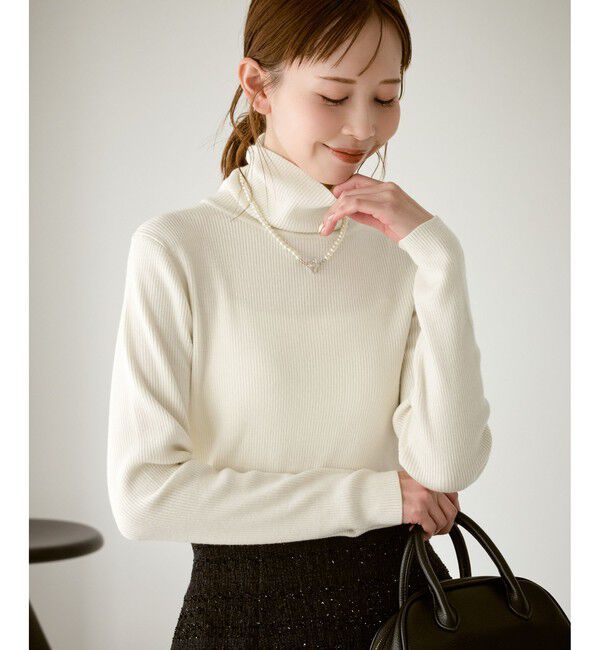 Rope&rsquo;Picnic「アンチピリングリブタートルニットプルオーバー/イージーケア」|ニット・セーター|