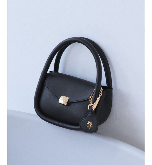 ROPE PICNIC PASSAGE「ハートチャーム付きミニレトルショルダーバッグ」|ショルダー・メッセンジャー|ブラック(01)