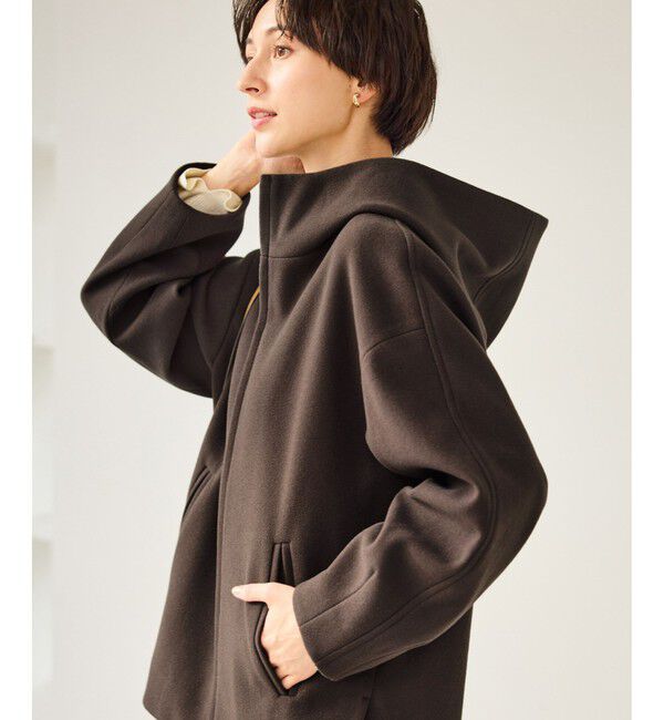 Rope&rsquo;Picnic「【新色追加】ジャージーメルトンシリーズ ジップアップフーデッドコート/無地・チェック/リンクコーデ」|その他|