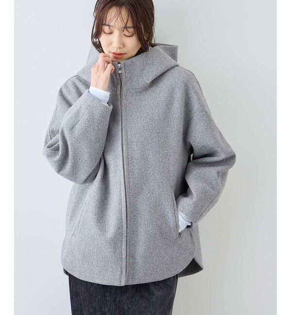 Rope&rsquo;Picnic「【新色追加】ジャージーメルトンシリーズ ジップアップフーデッドコート/無地・チェック/リンクコーデ」|その他|ライトグレー(08)