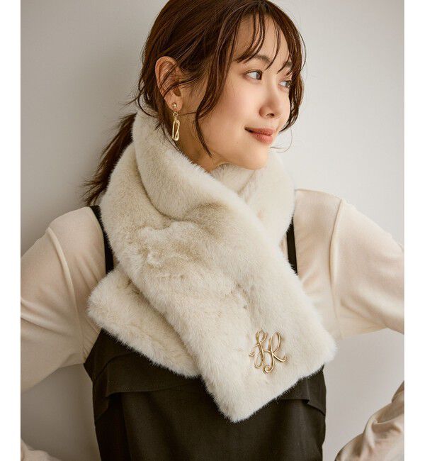 ROPE PICNIC PASSAGE「ブローチ付きフェイクファーティペット」|マフラー|