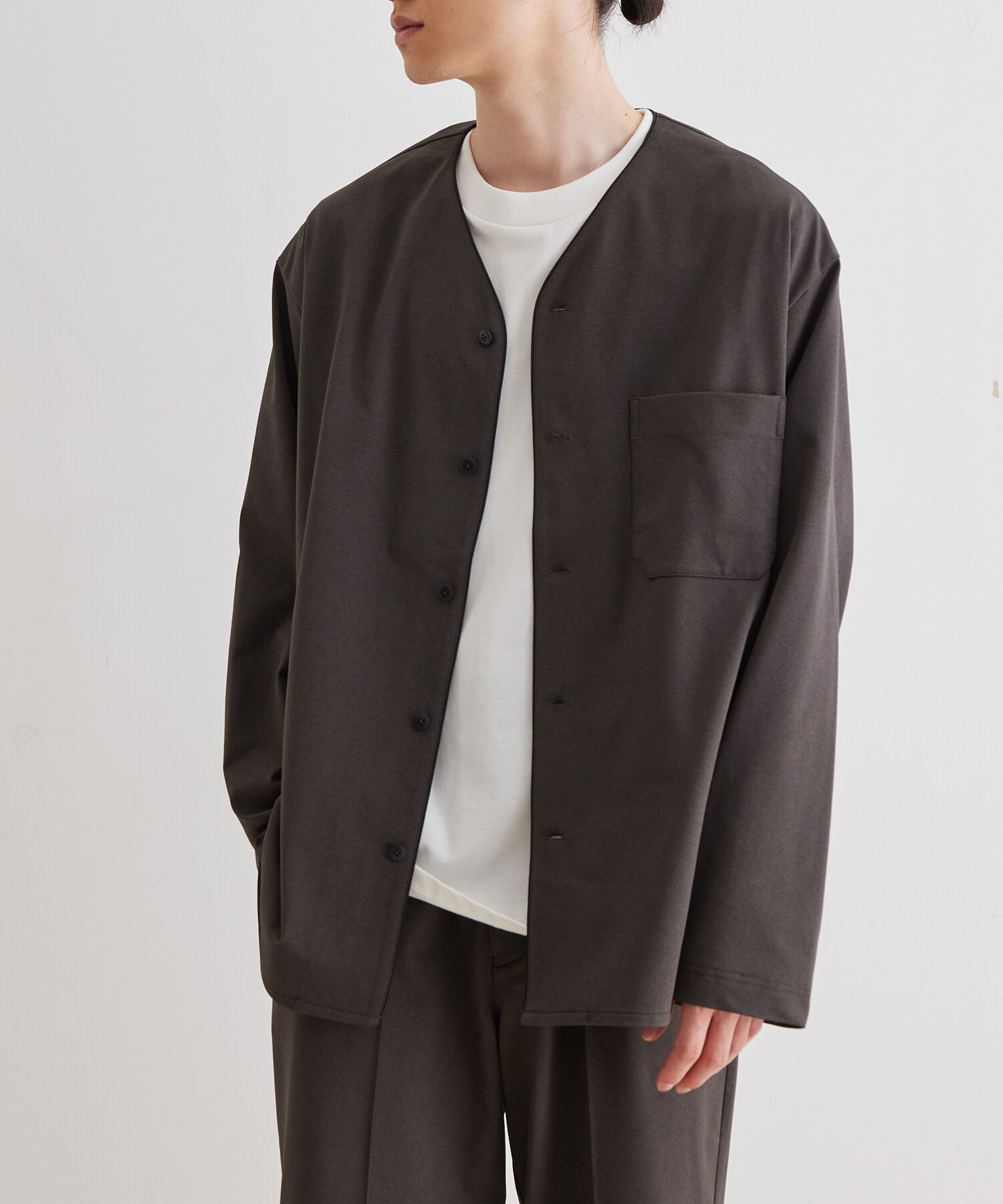 ADAM ET ROPE'「ボックスシルエット ジャージー カーディガン / 速乾 / 冷感 / イージーケア / ユニセックス」|カーディガン|