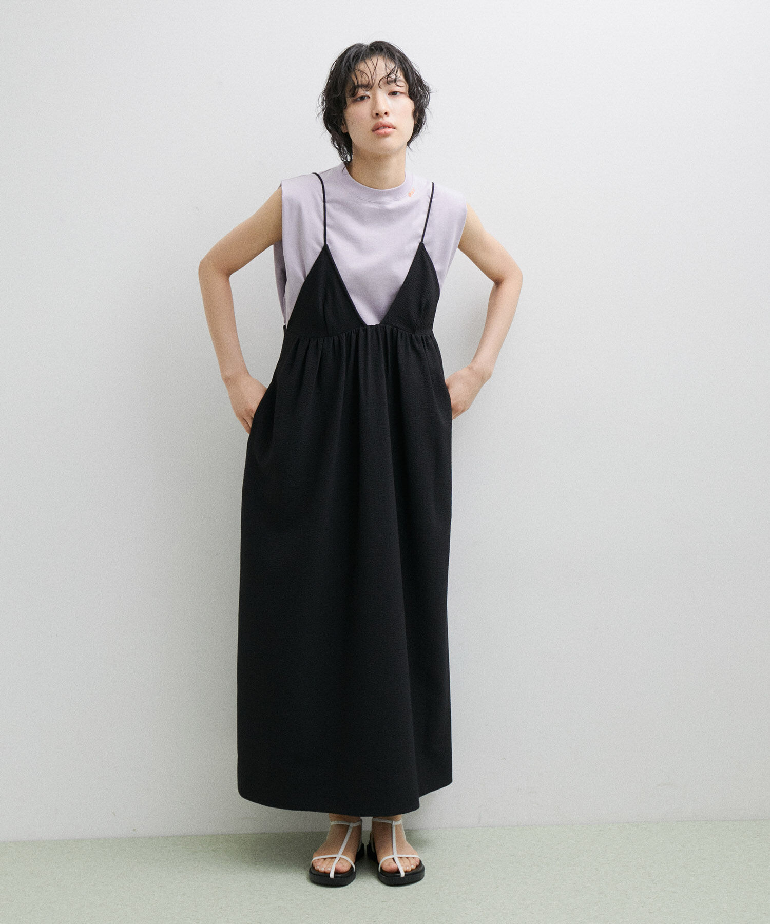 ADAM ET ROPE'「フクレジャカードコクーンワンピース」|ワンピース|