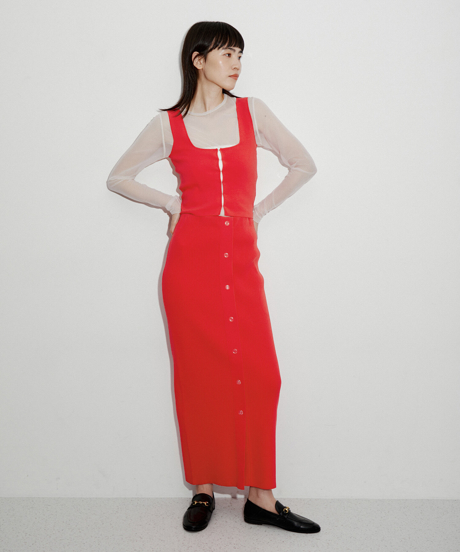 ADAM ET ROPE'「2WAYリブニットスカート」|スカート|