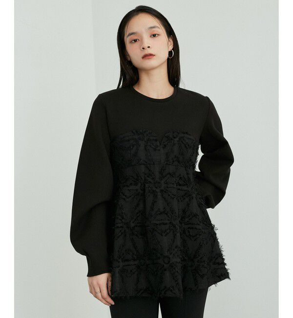 ADAM ET ROPE'「【追加】・【サステナブル】ジャカードビスチェコンビプルオーバー」|Tシャツ・カットソー|