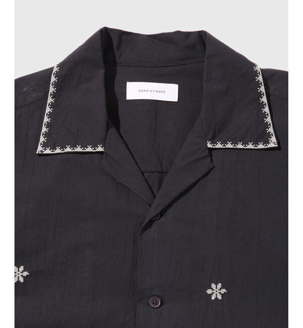 ADAM ET ROPE'「クロスステッチ ボックスシルエット オープンカラーシャツ」|シャツ・ブラウス|