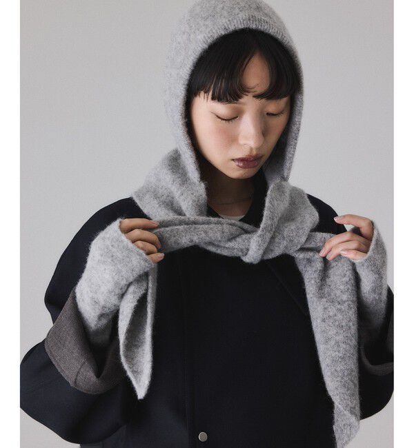 ADAM ET ROPE'「BASOLマフラーニットキャップ＆アームウォーマー」|マフラー|ライトグレー(08)
