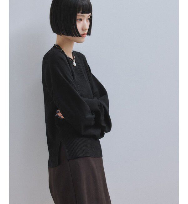 ADAM ET ROPE'「【WEB限定】・【サステナブル】ニュアンススリーブニットプルオーバー」|ニット・セーター|